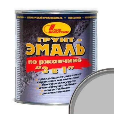 Грунт-эмаль на ржавчину 3 в 1 Новбытхим серая 3 л