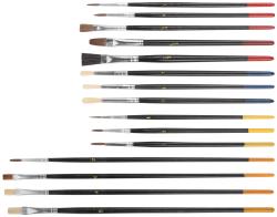 Кисти художественные FIT натуральная щетина деревянная ручка плоские и круглые набор 15 шт 01535