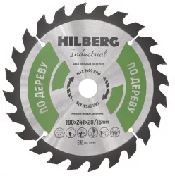 Диск пильный Hilberg INDUSTRIAL дерево 180х16/20х2,2мм 24T HW180