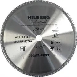 Диск пильный Hilberg INDUSTRIAL металл 305х25,4х2,4мм 72T HF305