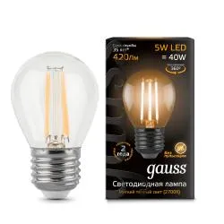 Лампа Gauss LED Filament Шар E27 5W 420lm 2700K 1/10/50