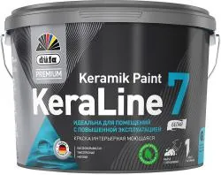Краска для стен и потолков моющаяся Düfa Premium KeraLine Keramik Paint 7 матовая белая база 1 9 л.