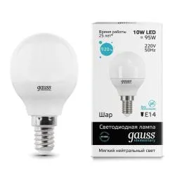 Лампа Gauss LED Globe 10W E14 4100K 1/10/100