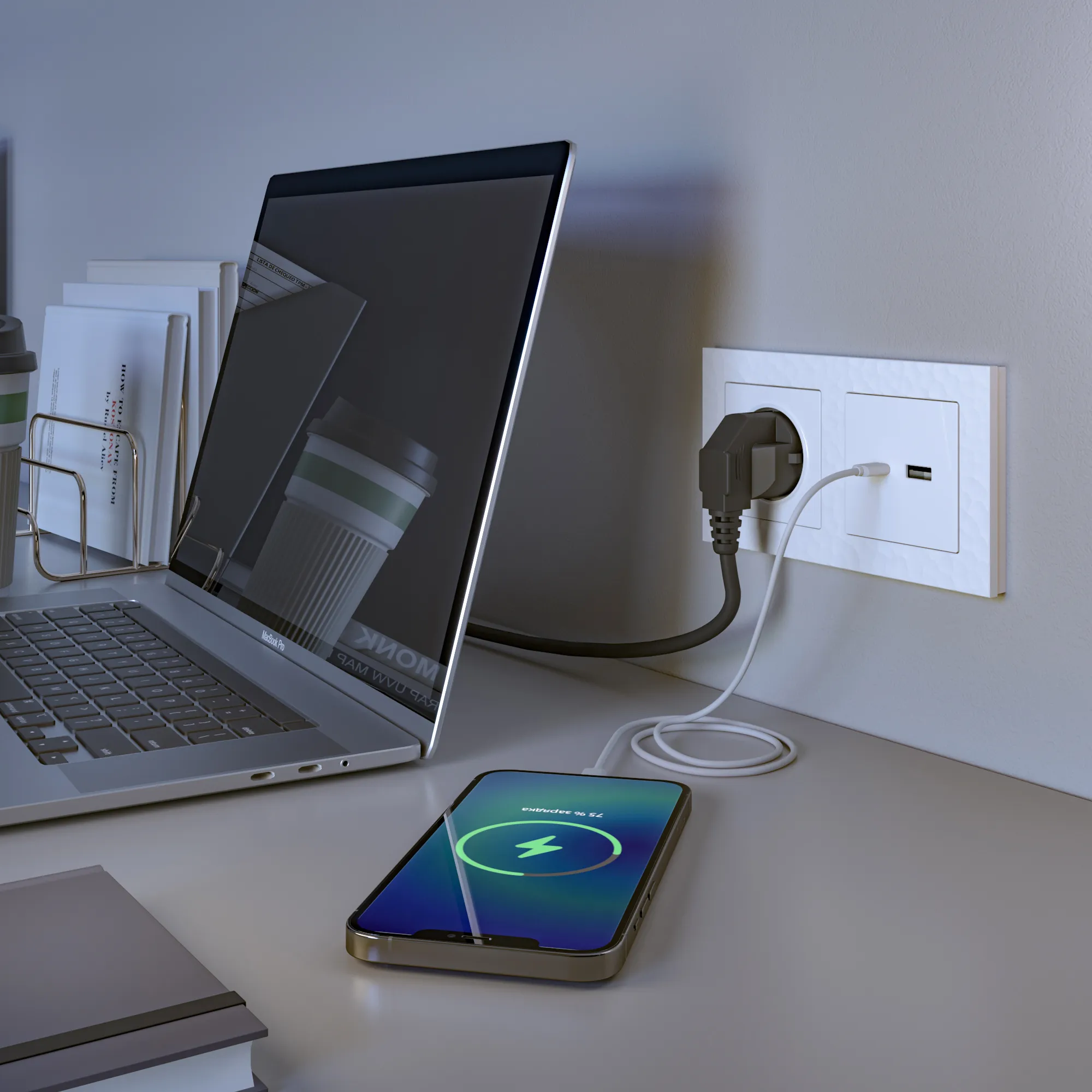 Розетка USB тип A+С белый WERKEL W1171801