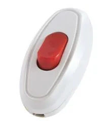 Выключатель на шнур 6А 250В белый с красной кнопкой TDM