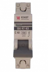 Выключатель автоматический модульный 1п C 40А 4.5кА ВА 47-63 PROxima EKF mcb4763-1-40C-pro