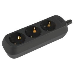 Колодка ЭРА KX-3e-B 3 розетки с зазeмлением черная Б0061718