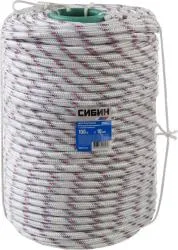 Фал плетёный полипропиленовый СИБИН 24-прядный с полипропиленовым сердечником, диаметр 10 мм, бухта 