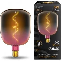 Лампа Gauss LED Filament Flexible V140-DC Pink-Clear E27 5W 200lm 1800K 140*200mm 1/6
