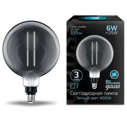 Лампа Gauss LED Vintage Filament Straight G200 6W E27 200*283mm Gray 330lm 4000K 1/6