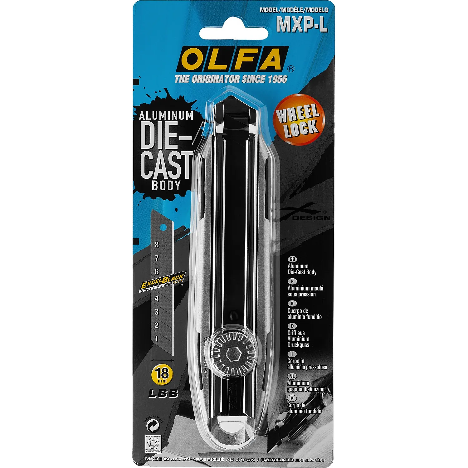 Нож OLFA 18мм цельная алюминиевая рукоятка X-design OL-MXP-L