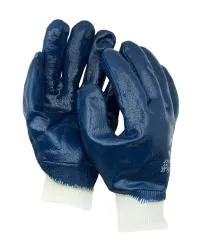 Перчатки х/б с нитриловым полным обливом МБС, синие