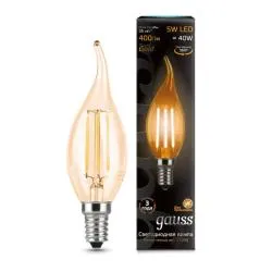 Лампа Gauss LED Filament Свеча на ветру E14 5W 400lm 2700K Golden 1/10/50