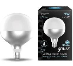 Лампа Gauss LED Filament G125-DC Mirror-Milky E27 9W 890lm 4000K 125*178mm 1/10