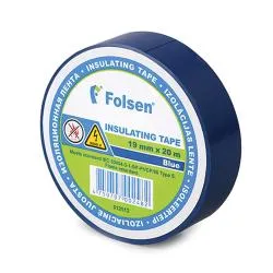 Лента изоляционная Folsen 19мм х 20м синяя Premium от -18oC до +105oC 012102