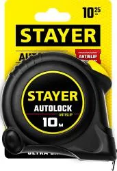 STAYER АutoLock 10м / 25мм рулетка с автостопом