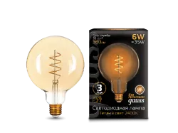 Лампа Gauss LED Filament G125 Flexible E27 6W Amber 360lm 2400К 1/20