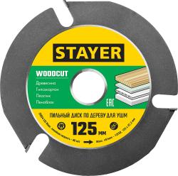 Диск пильный по дереву STAYER WOODCUT 125 х 22.2 мм для УШМ 3 резца 36854-125