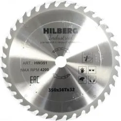 Диск пильный Hilberg INDUSTRIAL дерево 350х32х3,2мм 36T HW351