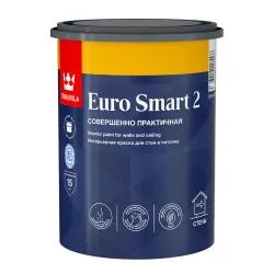 Краска TIKKURILA EURO SMART 2 для стен и потолков, глубокоматовая база A 0.9л 700009614