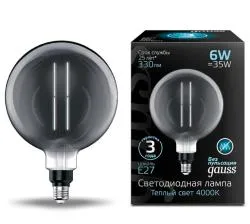 Лампа Gauss LED Vintage Filament Straight G200 6W E27 200*283mm Gray 330lm 4000K 1/6