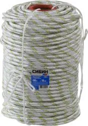 Фал плетёный капроновый СИБИН 24-прядный с капроновым сердечником, диаметр 10 мм, бухта 100 м, 1300 