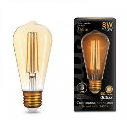 Лампа светодиодная st64 8W E27 2400K golden / GAUSS
