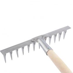 Грабли Сибртех нержавеющая сталь, 290х1300 мм, 12 витых зубьев, деревянный черенок 61754