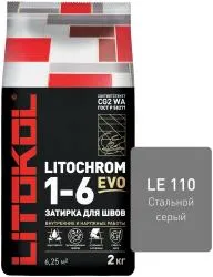 Затирка цементная Litokol Litochrom EVO 1-6 LE 110 стальной серый 2кг 500100002