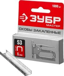 ЗУБР 6 мм скобы для степлера тонкие тип 53, 1000 шт