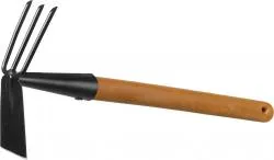 Мотыга-рыхлитель 113х100х575 мм, 3 зубца, деревянная ручка, лопатка, GRINDA ProLine 421517
