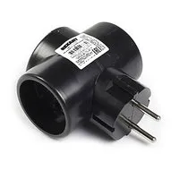 Тройник электрический 6-10 А без заземления черный REXANT 11-1076