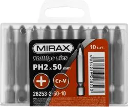Биты MIRAX PH№2, тип хвостовика E 1/4", длина 50мм, 10шт