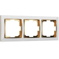 Рамка на 3 поста белыйзолото WERKEL WL03-Frame-03-white-GD