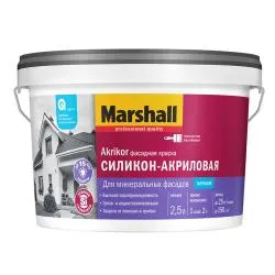 Краска силикон-акриловая Marshall Akrikor для миниральных фасадов, матовая база BC 2.5л