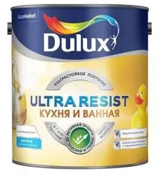Краска DULUX Ultra Resist для кухни и ванной латексная полуматовая база  BW 2.5 л.