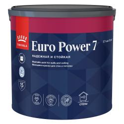 Краска моющаяся TIKKIVALA/TIKKURILA EURO POWER 7 для стен и потолков матовая база A 2,7л 878