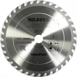 Диск пильный Hilberg INDUSTRIAL дерево 450х50х3,6мм 36T HW451