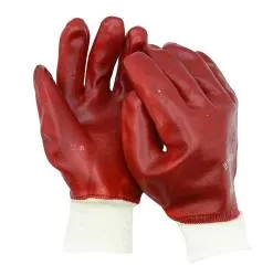 Перчатки маслобензостойкие х/б с полным обливом ПВХ Гранат, красные