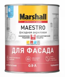 Краска Marshall Maestro фасадная, акриловая, глубокоматовая база A (0.9л)