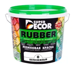 Краска резиновая SUPER DECOR Rubber №0 белоснежная 12кг
