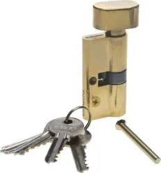 Цилиндровый механизм ЗУБР МАСТЕР тип ключ-защелка цвет латунь 5-PIN 60 мм 52103-60-1