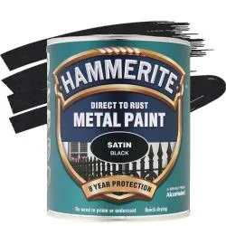 Краска алкидная HAMMERITE для металлических поверхностей, полуматовая черная 0.75л