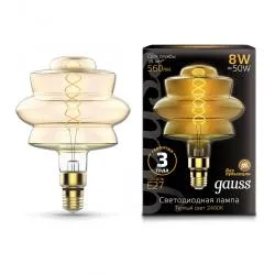 Лампа Gauss Led Vintage Filament Flexible BD180 8W 560lm E27 180*250mm Golden 2400K 1/4