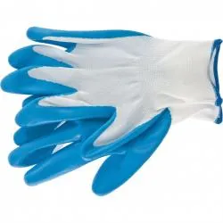 Перчатки маслобензостойкие полиэфирные с синим нитрильным покрытием СИБРТЕХ р.L, 15 класс вязки