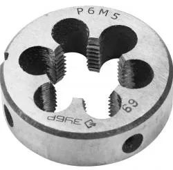 Плашка круглая машинно-ручная ЗУБР М18x2.5мм сталь Р6М5, 4-28023-18-2.5