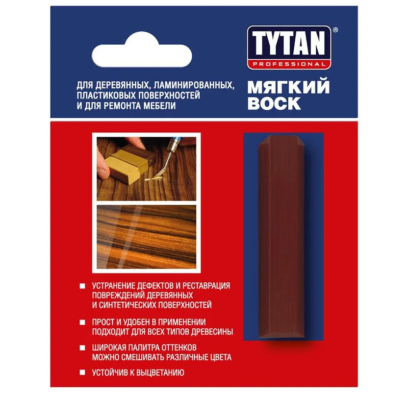 Воск мягкий TYTAN PROFESSIONAL для дерева и мебели №62 махагон 7.5г 64509