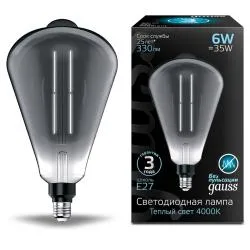 Лампа Gauss LED Vintage Filament Straight ST164 6W E27 164*297mm Gray 330lm 4000K 1/6