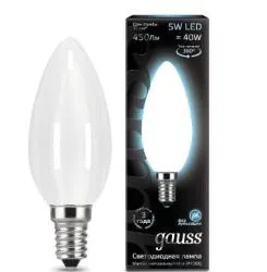 Лампа Gauss LED Filament Свеча OPAL E14 5W 450lm 4100К 1/10/50