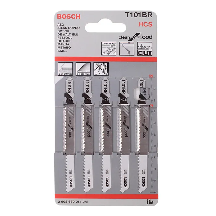Пилки для лобзика по дереву T101BR HCS 5шт/уп BOSCH